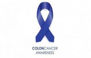 colon cancer awareness phrase with blue ribbon