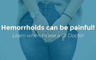hemorrhoids frequently asked questions with background image of woman covering bottom with both hands