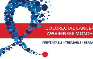 colon cancer awareness month message that colon cancer is preventable with blue ribbon